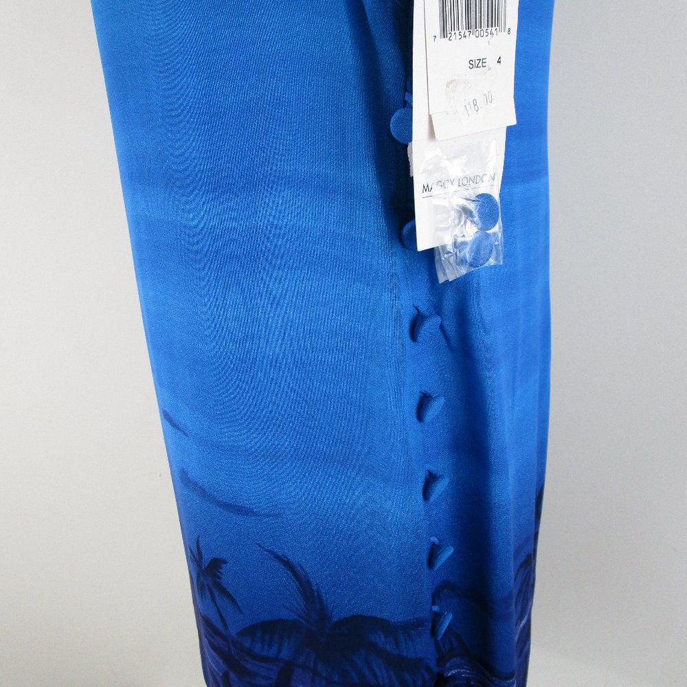 SOLDVintage Maggy London Blue Tropical Floral Dress 4 - Picture 5 of 13